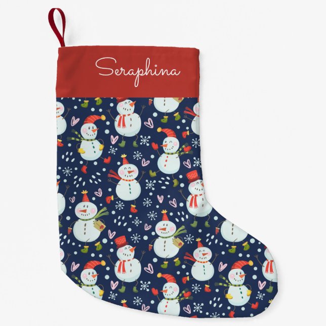 Holly Jolly Snowmen Personalized Stocking (Front)
