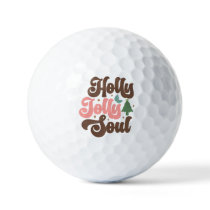 Holly Jolly Soul Retro Groovy Christmas Holidays Golf Balls