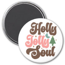 Holly Jolly Soul Retro Groovy Christmas Holidays Magnet