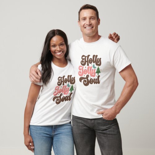 Holly Jolly Soul Retro Groovy Christmas Holidays T_Shirt