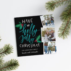 Holly Jolly Square Holiday Photo Collage Card