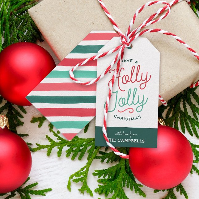 Holly Jolly Stripes Christmas Gift Tags (Creator Uploaded)