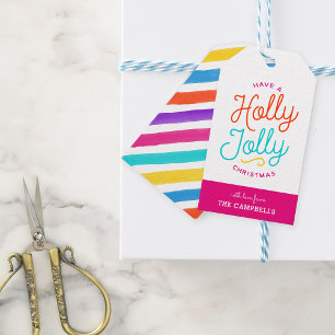 Holly Jolly Stripes Christmas Gift Tags