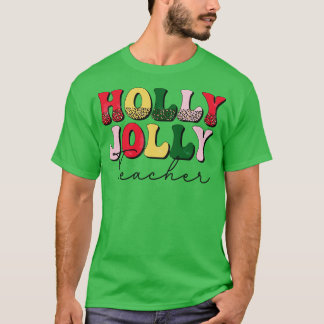 Holly Jolly Teacher Retro Christmas Gift for Teach T-Shirt