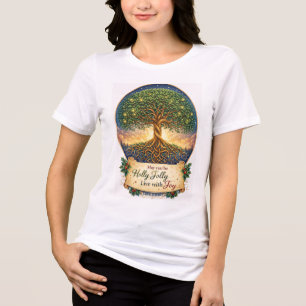 Holly Jolly Tree of Life Festive Graphic Women's Tri-Blend Shirt