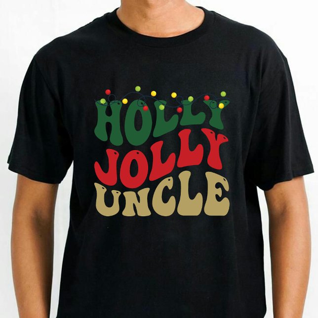 Holly Jolly Uncle Christmas Groovy Black T-Shirt (Holly Jolly Uncle Christmas Groovy Black T-Shirt)