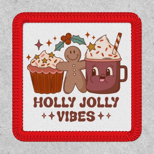 Holly Jolly Vibes Christmas Gingerbread Man Patch