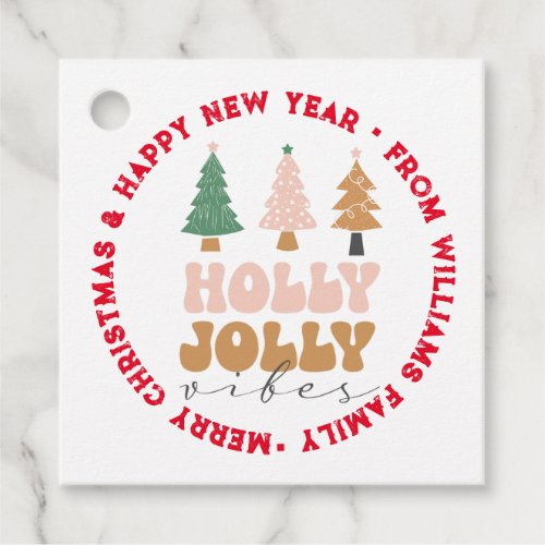 holly jolly vibes christmas retro vintage stylish favor tags