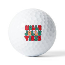 Holly Jolly Vibes Retro Groovy Christmas Holidays Golf Balls