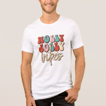 Holly Jolly Vibes Retro Groovy Christmas Holidays Tri-Blend Shirt