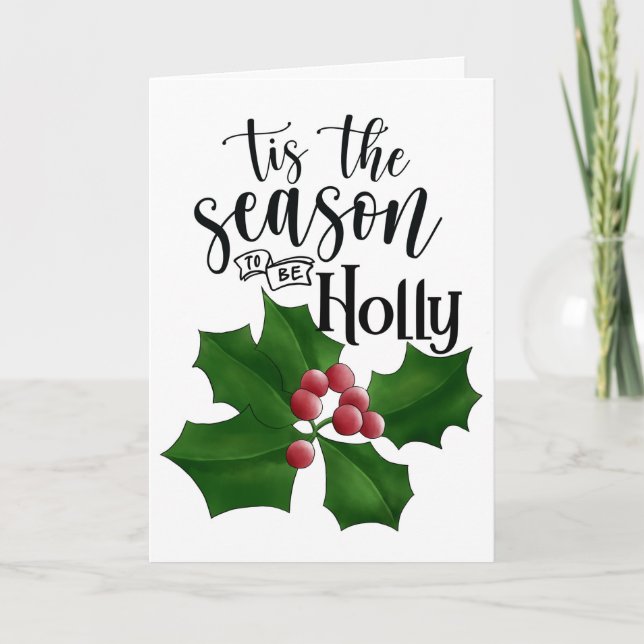 Holly Jolly Watercolor Christmas Card (Front)