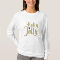Holly Jolly White Gold Merry Christmas Long Sleeve