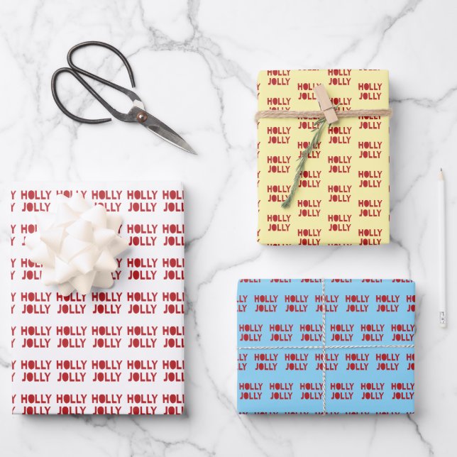 Holly Jolly Wrapping Paper Sheets (Front)
