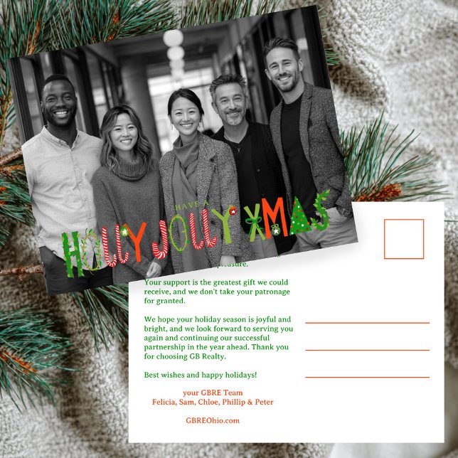 HOLLY JOLLY XMAS Business CUSTOM PHOTO  Holiday Postcard (HOLLY JOLLY XMAS Business CUSTOM PHOTO Holiday Postcard
)