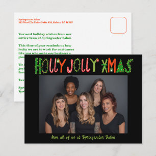 HOLLY JOLLY XMAS Christmas Custom Business Holiday Postcard