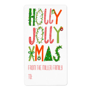 HOLLY JOLLY XMAS Holiday Christmas CUSTOM Label
