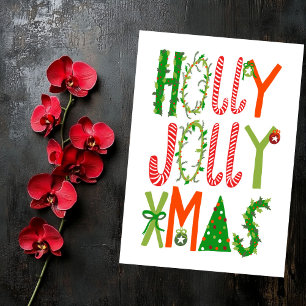 HOLLY JOLLY XMAS Holidays Christmas Flat Card