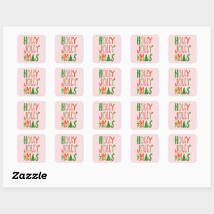 HOLLY JOLLY XMAS Sweet Holidays Christmas Square Sticker