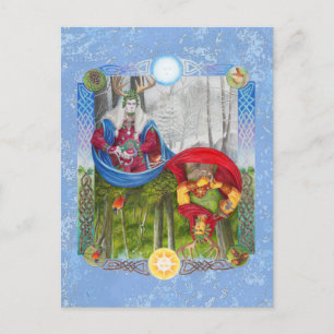 Holly King and Oak King Double Portrait mini print Postcard