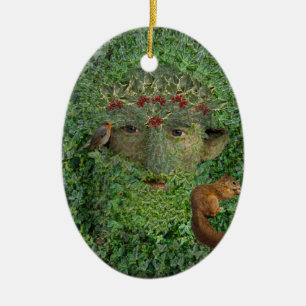 Holly King Green Man Pagan Wiccan Ceramic Ornament