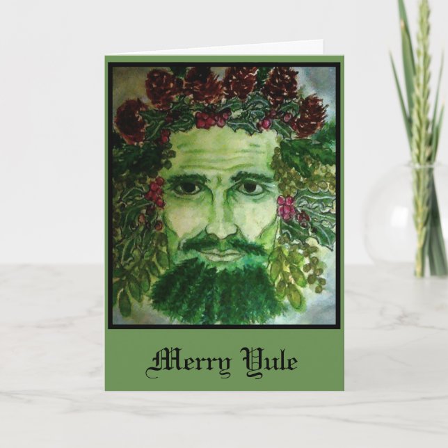 Holly King Merry Yule Holiday Card (Front)
