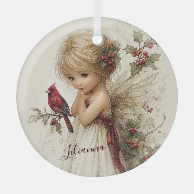 Holly-Kissed Enchantment Glass Ornament (Front)