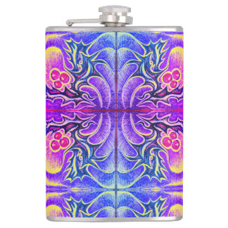Holly Leaf and Berry Colorful Flask