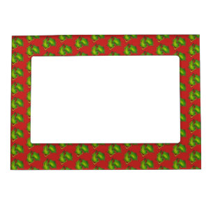 Holly Leaf Christmas Sugar Cookie Red Green Xmas Magnetic Frame