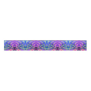 Holly Leaf Purple Colorful Grosgrain Ribbon