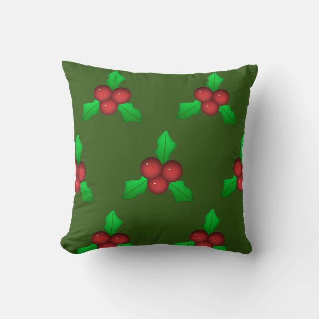 holly leaf  throw pillow (Front)