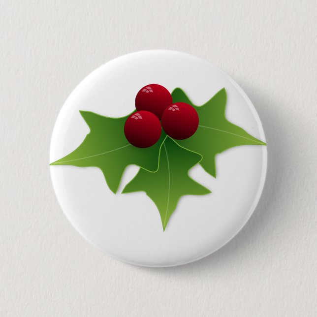 Holly Leaf with Berries Button (Front)