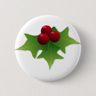 Holly Leaf with Berries Button