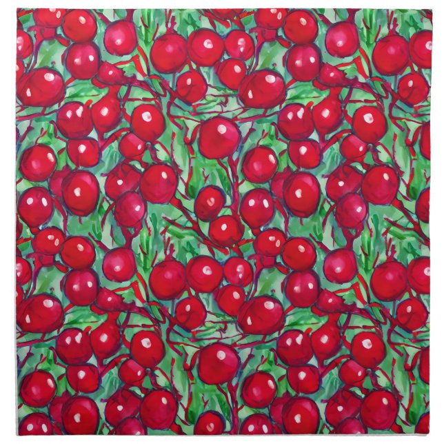 Holly leaves and berries cloth napkin (Front)