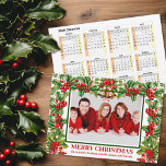 Holly Leaves and Berries Custom Photo Calendar Holiday Card<br><div class="desc">This Christmas Photo Holiday Card with custom photo and text is perfect for spreading holiday cheer and sharing special moments with loved ones. Whether it’s for family or friends it’s a thoughtful and memorable way to express your warm wishes during the festive season. On the back is a convenient calendar...</div>