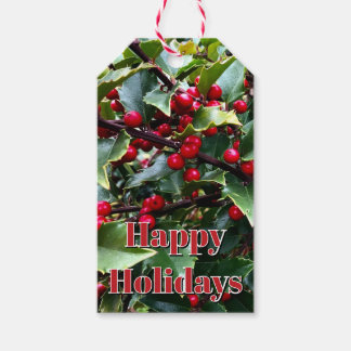 Holly leaves and Berries Gift Tags