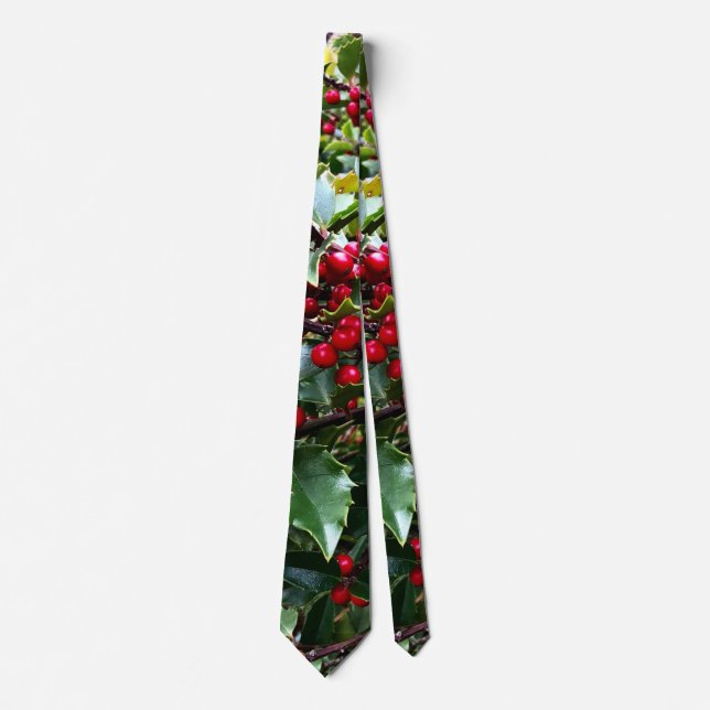 Holly leaves and Berries Neck Tie (Front)