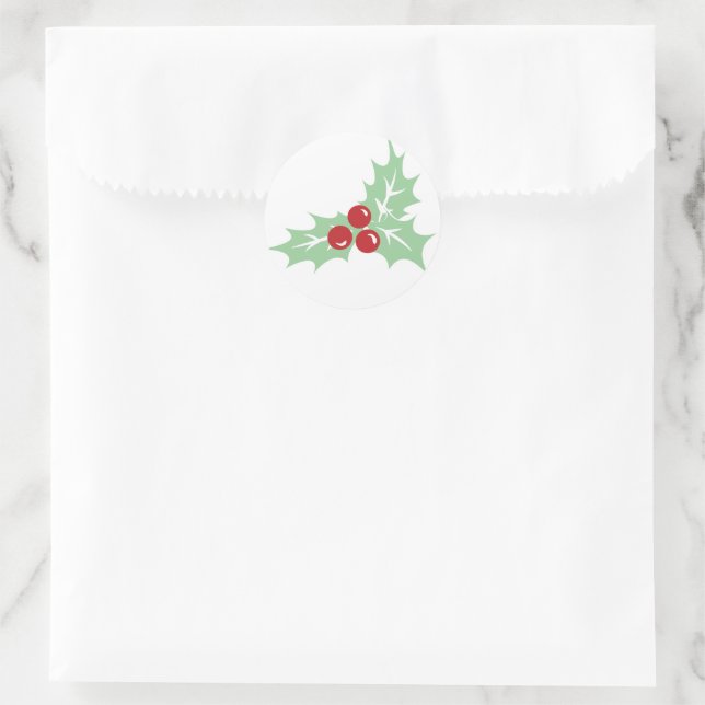 Holly Leaves and Berries Retro Christmas Sticker (Bag)