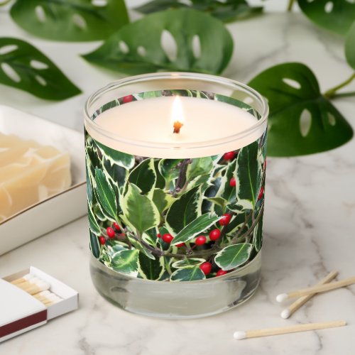 Holly Leaves and Red Berries Scented Candle