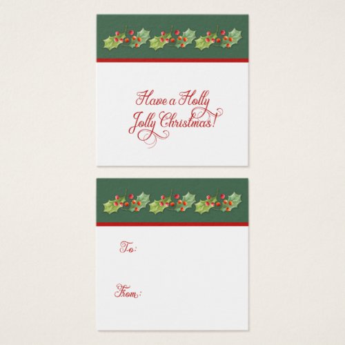 Holly Leaves Berries Holly Jolly Christmas Tags