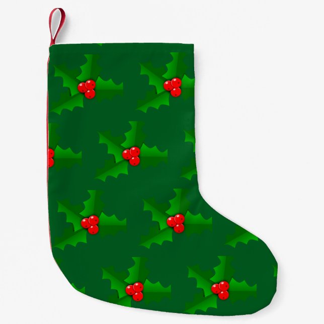 Holly Leaves Christmas Stocking (Front)