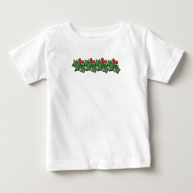 Holly Leaves, Holly berries, Christmas wreath  Baby T-Shirt (Front)