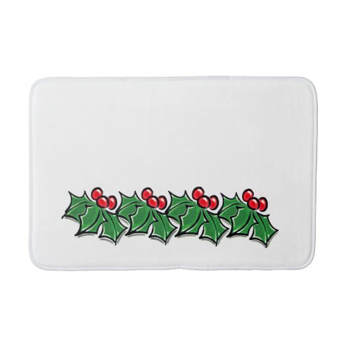 Holly Leaves Holly berries Christmas wreath  Bath Mat