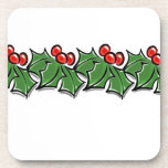 Holly Leaves, Holly berries, Christmas wreath  Beverage Coaster