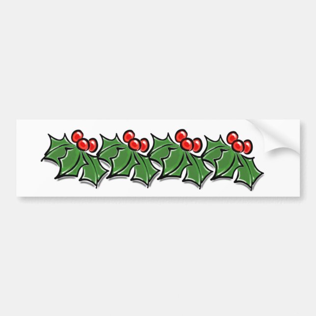 Holly Leaves, Holly berries, Christmas wreath  Bumper Sticker (Front)