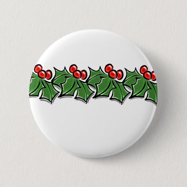 Holly Leaves, Holly berries, Christmas wreath  Button (Front)