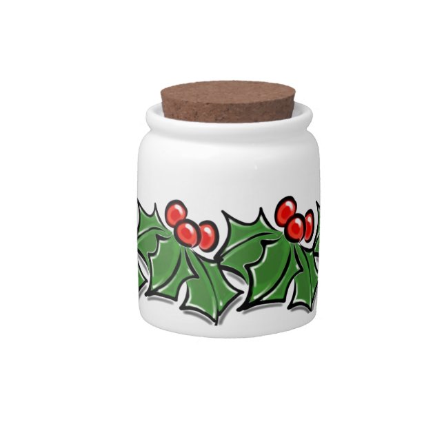 Holly Leaves, Holly berries, Christmas wreath  Candy Jar (Front)