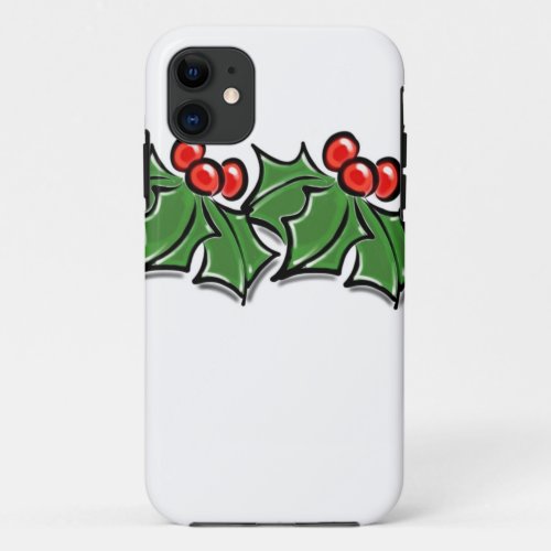 Holly Leaves Holly berries Christmas wreath  iPhone 11 Case