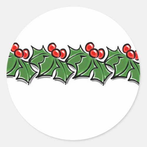 Holly Leaves Holly berries Christmas wreath  Classic Round Sticker
