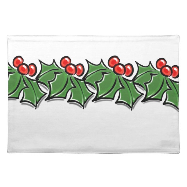 Holly Leaves, Holly berries, Christmas wreath  Cloth Placemat (Front)
