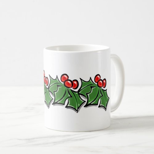 Holly Leaves Holly berries Christmas wreath  Coffee Mug